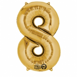 Balon foliowy Złoty cyfra 8 (86 cm)